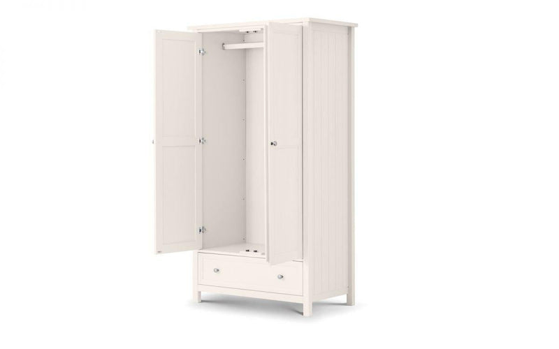 Julian Bowen Maine 2 Door Combination Wardrobe   -   Surf White - Cupboards & Wardrobes