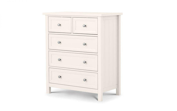 Julian Bowen Maine 3+2 Drawer Chest   -   Surf White - Chest Of Drawers
