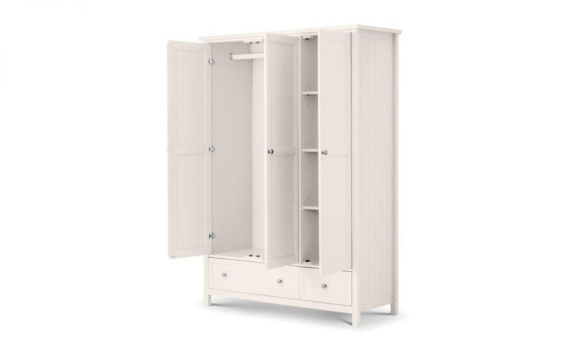 Julian Bowen Maine 3 Door Combination Wardrobe   -   Surf White - Cupboards & Wardrobes