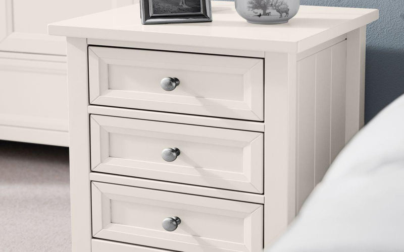 Julian Bowen Maine 3 Drawer Bedside   -   Surf White - Bedside Cabinets