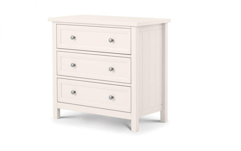 Julian Bowen Maine 3 Drawer Chest   -   Surf White - Chest Of Drawers