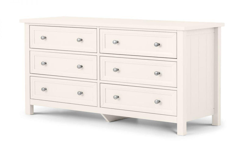 Julian Bowen Maine 6 Drawer Wide Chest   -   Surf White - Chest Of Drawers