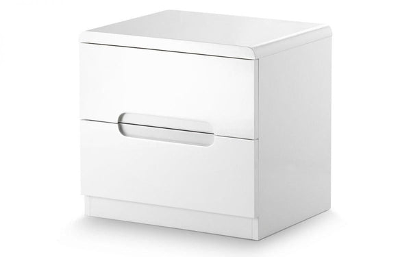 Julian Bowen Manhattan 2 Drawer Bedside   -   White - Bedside Cabinets