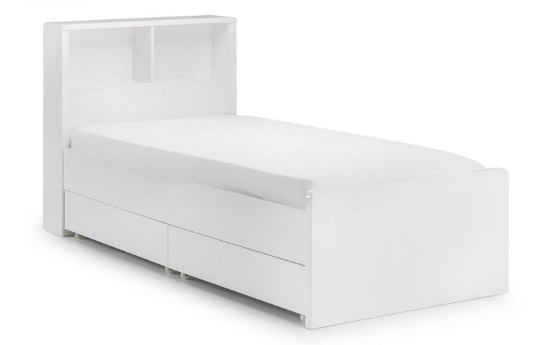 Julian Bowen Manhattan Bookcase Bed  -  White High Gloss - Beds & Bed Frames
