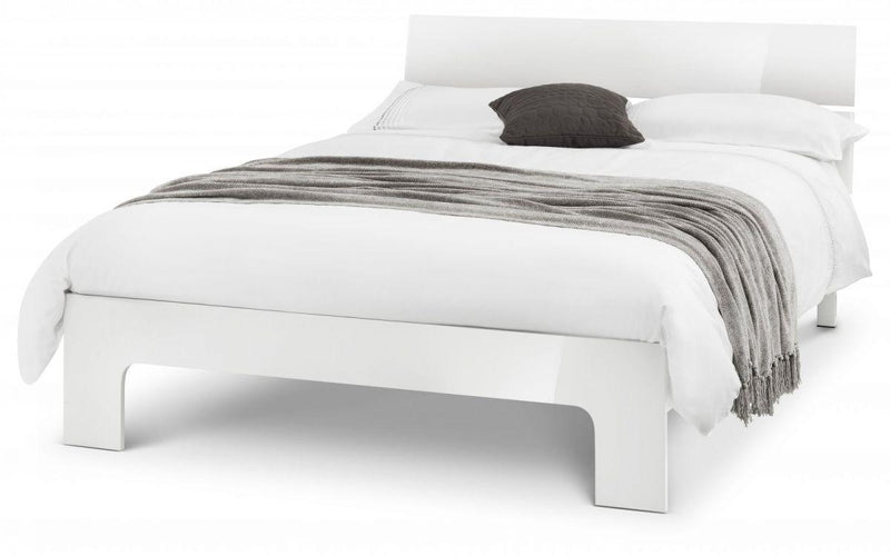 Julian Bowen Manhattan High Gloss Bed   -   White - Beds & Bed Frames