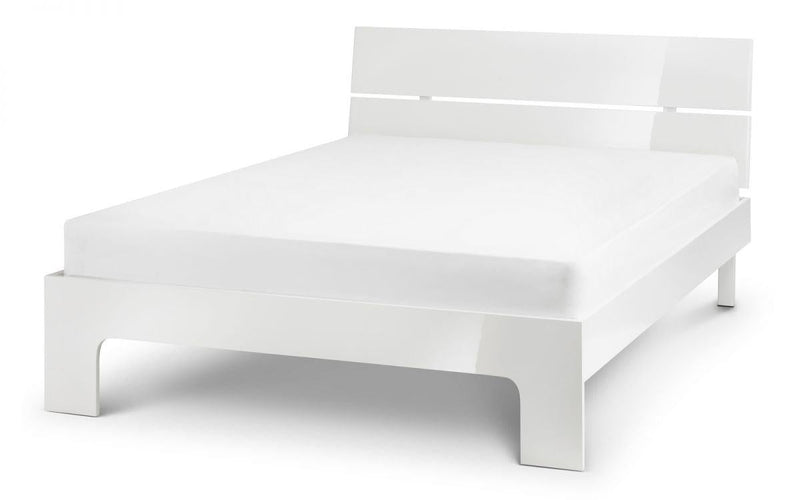 Julian Bowen Manhattan High Gloss Bed   -   White - Beds & Bed Frames