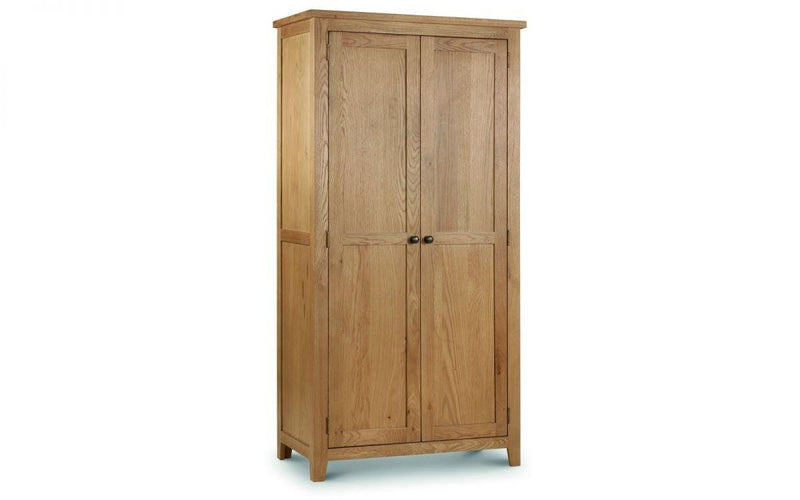 Julian Bowen Marlborough Oak 2 Door Wardrobe  -  Solid Oak with Real Oak Veneers - Cupboards & Wardrobes