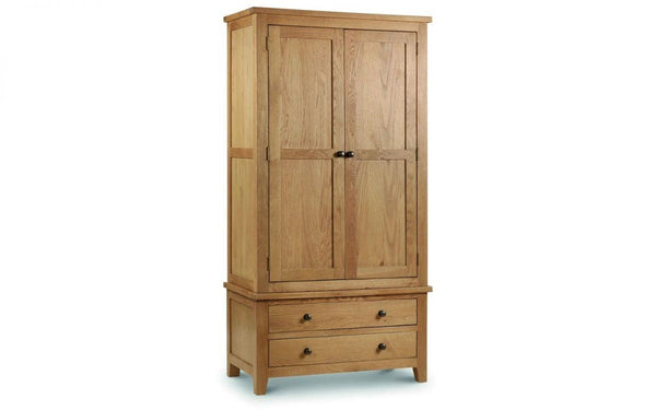 Julian Bowen Marlborough Oak Combination Wardrobe  -  Solid Oak with Real Oak Veneers - Cupboards & Wardrobes