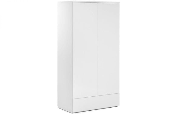 Julian Bowen Monaco 2 Door Combination Wardrobe   -   White High Gloss - Cupboards & Wardrobes