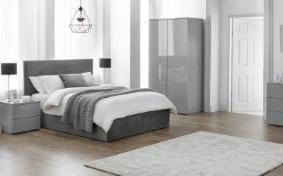 Julian Bowen Monaco 2 Drw Bedside - Grey Gloss - Bedside Cabinets