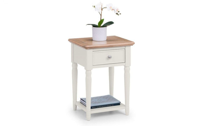 Julian Bowen Provence 1 Drawer Lamp Table  -  Grey Lacquer - End Tables 
