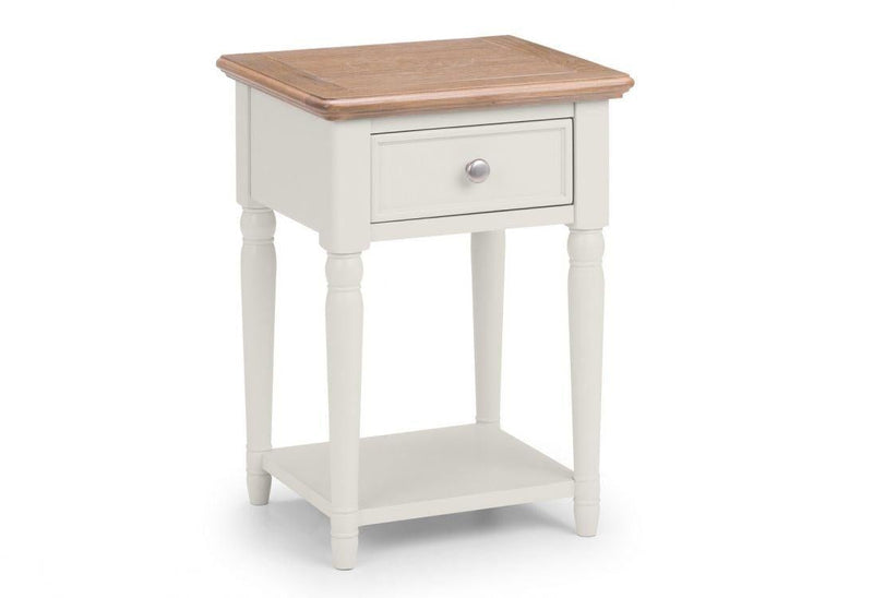 Julian Bowen Provence 1 Drawer Lamp Table  -  Grey Lacquer - End Tables 