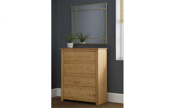 Julian Bowen Radley 4 Drawer Chest   -   Waxed Pine - Chest Of Drawers