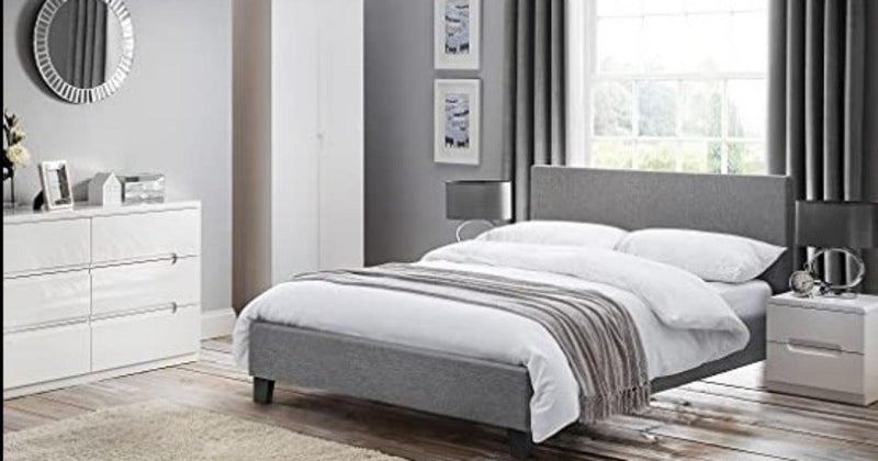 Julian Bowen Rialto Lift-Up Storage King Size Bed In Light Grey Linen 150Cm - Beds & Bed Frames