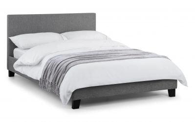Julian Bowen Rialto Light Grey Linen Double Bed 135Cm - Beds & Bed Frames