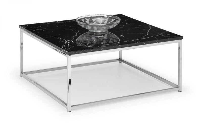 Julian Bowen Scala Black Marble Top Coffee Table - Chic Marble Effect - Coffee Tables 