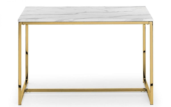Julian Bowen Scala Gold Dining Table  -  White Marble Effect - Dining Tables