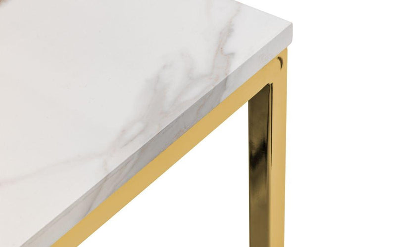 Julian Bowen Scala Gold Dining Table  -  White Marble Effect - Dining Tables