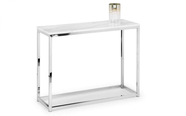 Julian Bowen Scala White Marble Top Console Table - Chic Marble Effect - Console Tables