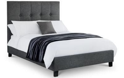 Julian Bowen Sorrento High Headboard Double Size Bed 135Cm - Slate Linen - Beds & Bed Frames