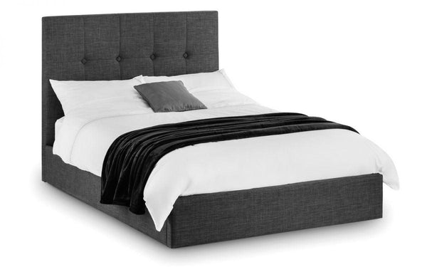 Julian Bowen Sorrento Lift-Up Storage Double Bed 135Cm - Slate Linen - Beds & Bed Frames