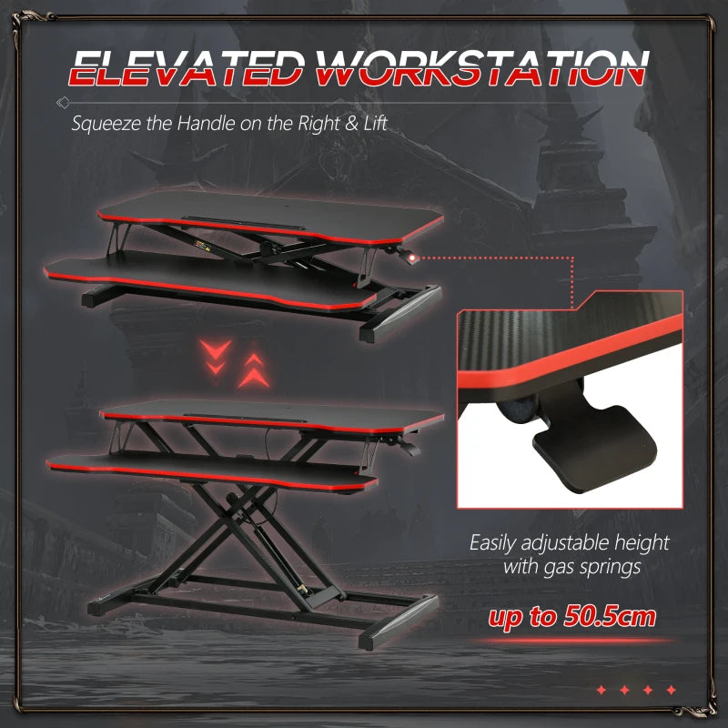 Black and Red Adjustable Standing Desk