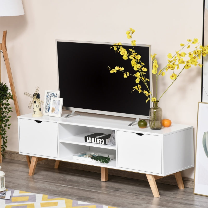 White TV Cabinet With 2 Drawers and Shelves