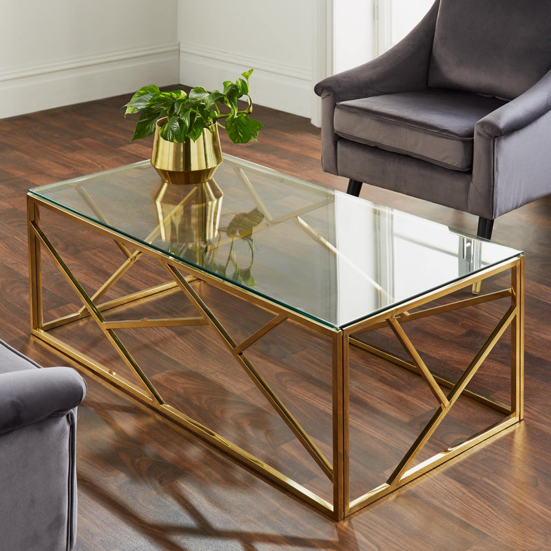 Native Lifestyle Geometric Gold Plated Coffee Table - Coffee Tables