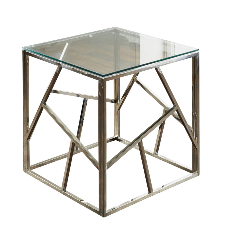 Native Lifestyle Geometric Silver Side Table - 