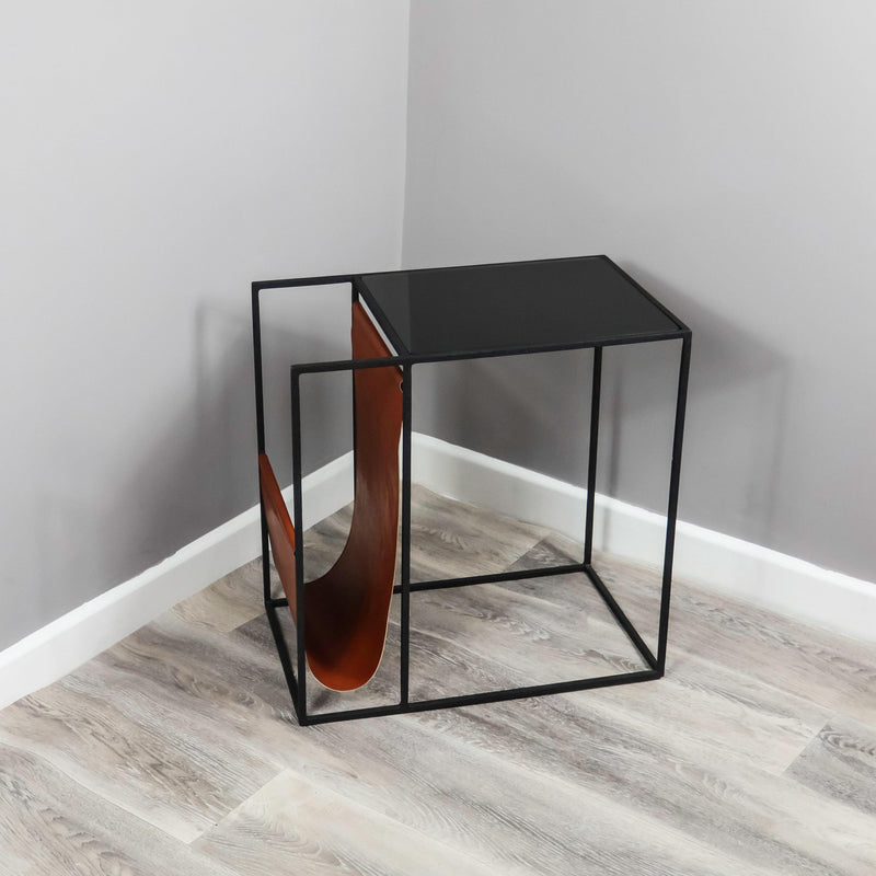 Native Lifestyle Leather Magazine Holder Side Table - End Tables