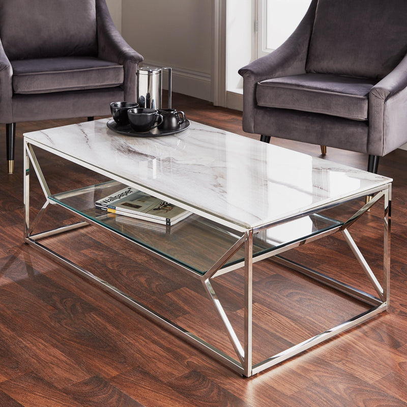 Native Lifestyle Marble Glass Coffee Table - Coffee Tables