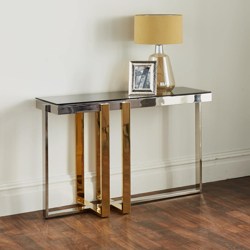 Native Lifestyle Nexus Gold and Silver Console Table - Console Tables
