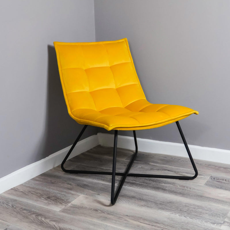Native Lifestyle Yellow Velvet Accent Chair - Chair