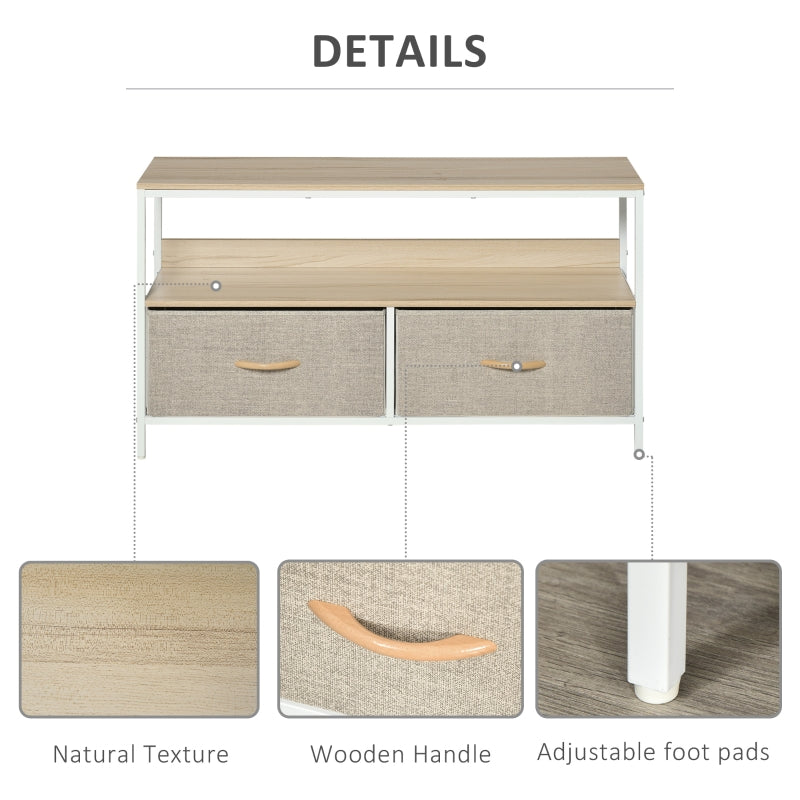 Beige TV Stand With Linen Drawers