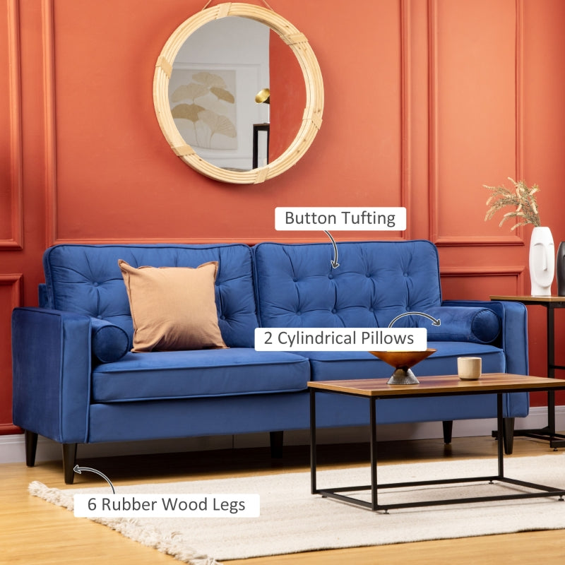 Blue Velvet-Style Vintage Fabric Sofa