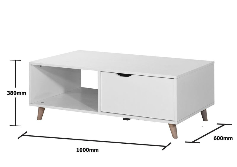 White Coffee Table With Wooden Legs