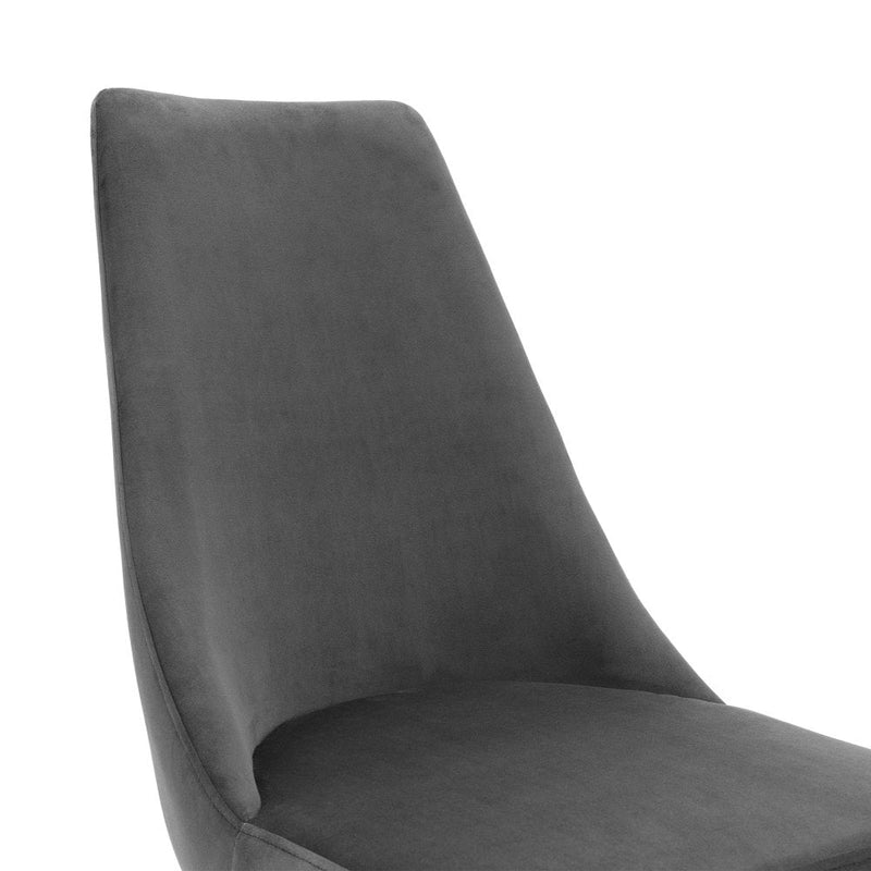 Vittoria Velvet Grey Cantilever Dining Chair - Golden Metal with Grey Fabric