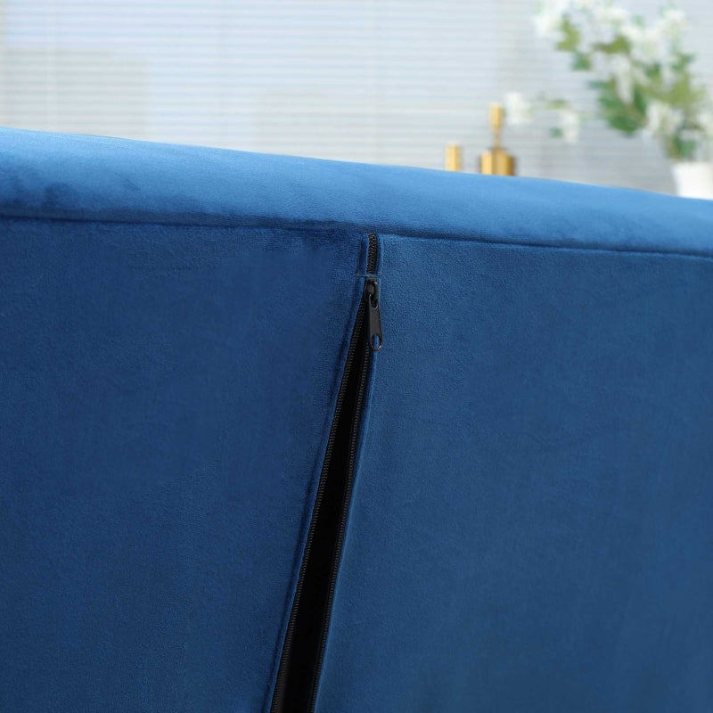 Modern Blue Velvet-Style Adjustable Sofabed